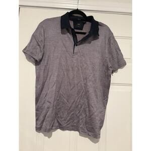 Men's siz M Boss grey silk short sleeve polo shirt #660